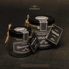 Kreidetafel Hangtag Hängeetikett Schwarmgold