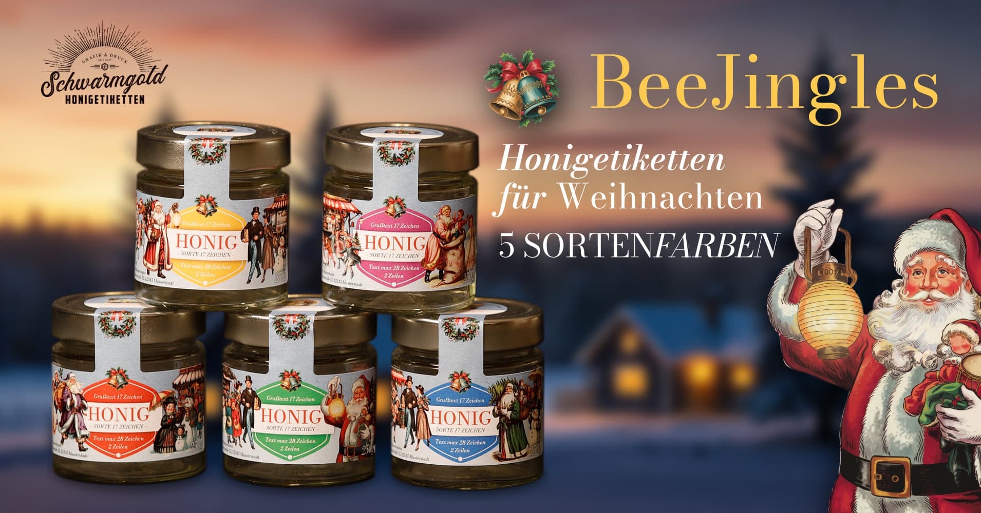Beejingles Honigetiketten für Weihnachten