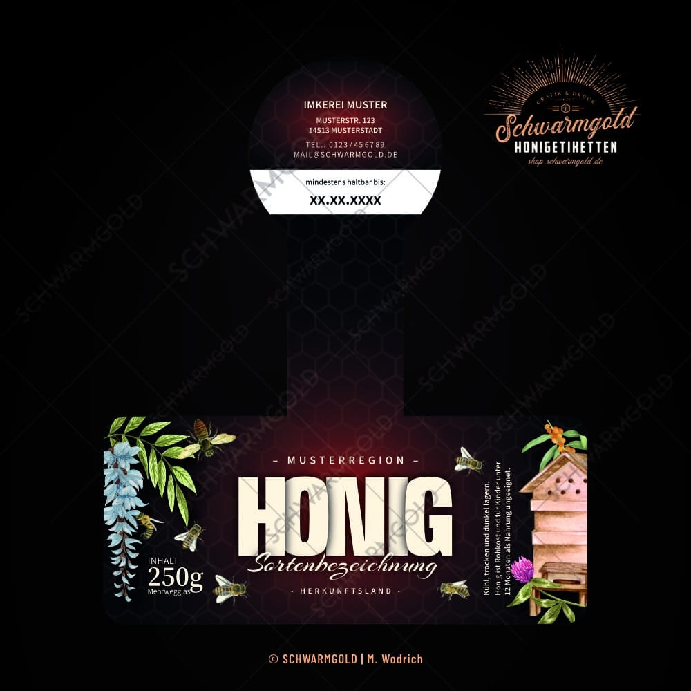Etikett für regionalen Bienenhonig, 250g.