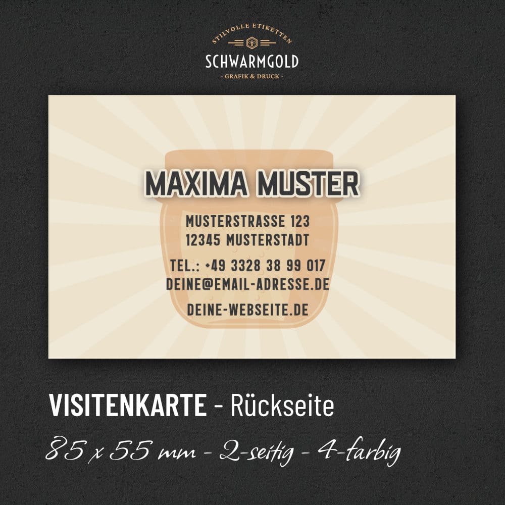 Beeunique Visitenkarte Rückseite | Schwarmgold