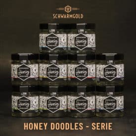 Honey Doodles Schwarmgold Honigetikett