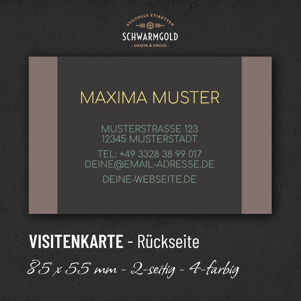 Modern Visitenkarte Rückseite | Schwarmgold