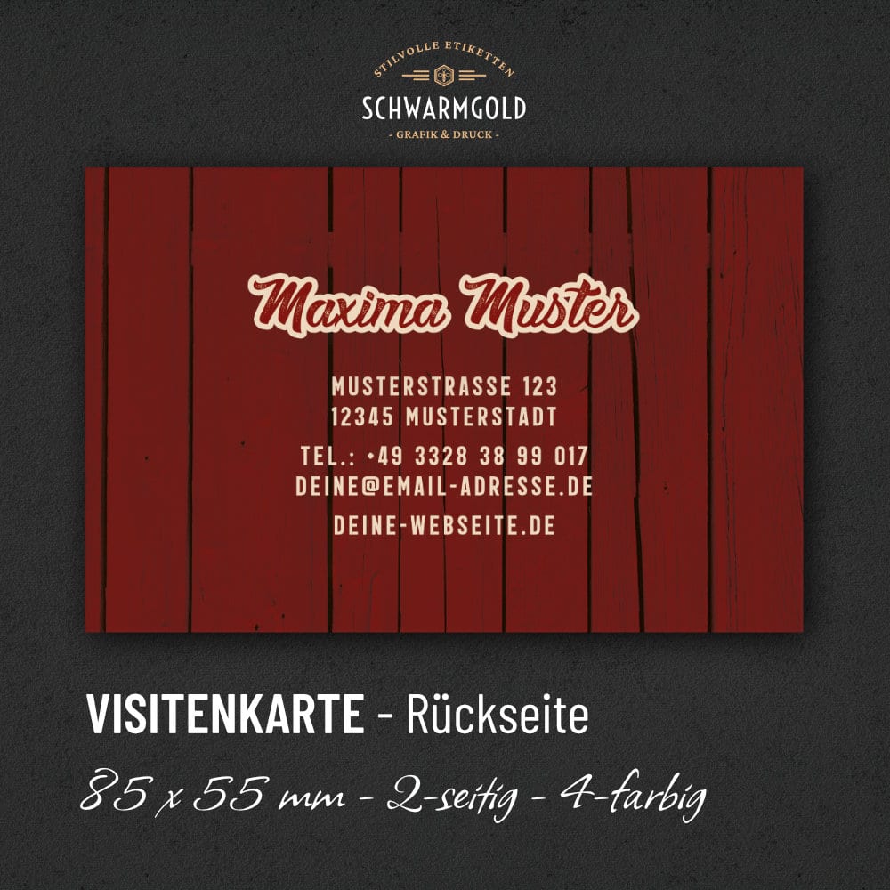 Sweebee Visitenkarte Rückseite | Schwarmgold